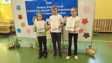 Zosia, Zuzia i Mateusz wzięli udział w XXIX Konkursie Ortograficznym Uczniów Kla...
